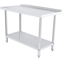 Los mejores  - Mesa de trabajo comercial- de acero inoxidable de cocina preparación de alimentos mesa de trabajo con doble capa…